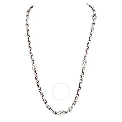 Gucci Interlocking G Aged Sterling Silver Necklace In Gold