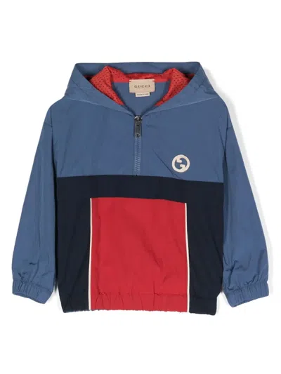 Gucci Babies' Interlocking G-appliqué Hooded Jacket In Blue