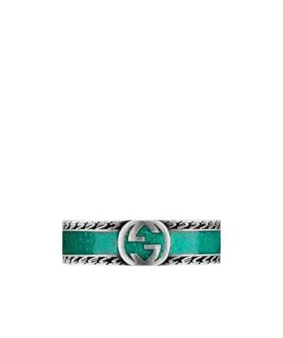 Gucci Interlocking G Band Ring In Green
