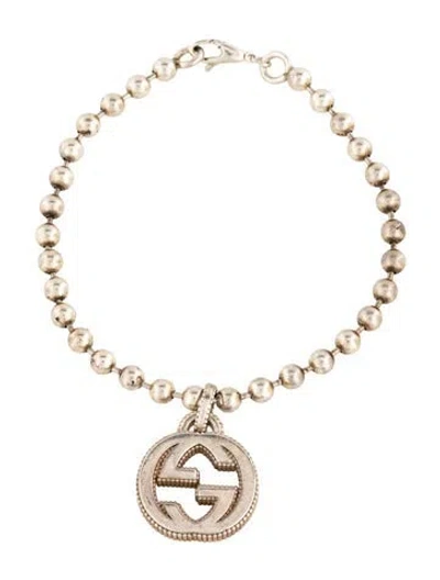 Pre-owned Gucci Interlocking G Bead Charm Bracelet, 6.75" In Multicolor