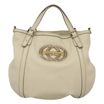 Pre-owned Gucci Interlocking G Beige Leather Tote Bag ()