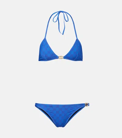 Gucci Interlocking G Bikini In Blue