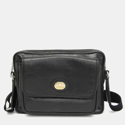 Pre-owned Gucci Interlocking G Black Leather Messenger Bag