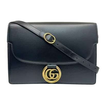 Gucci Interlocking G Black Leather Shoulder Bag ()