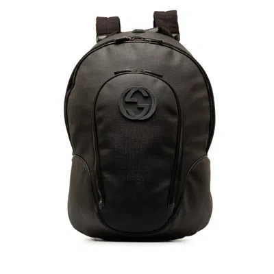 Gucci Interlocking G Black Synthetic Backpack Bag ()