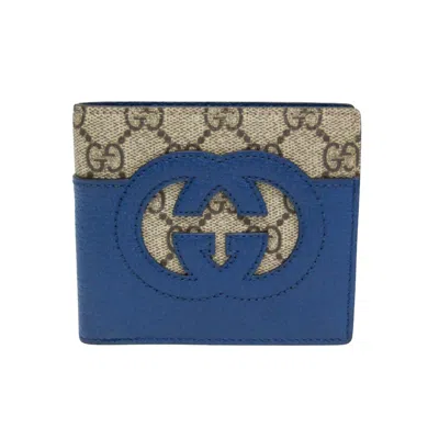 Pre-owned Gucci Interlocking G Blue Leather Wallet  ()