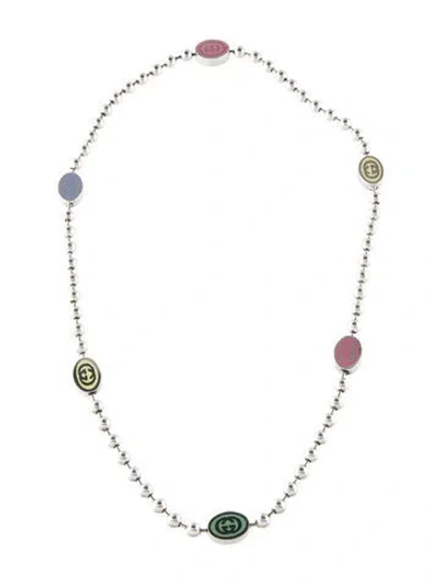 Pre-owned Gucci Interlocking G Boule Necklace, 19.25" In Multi