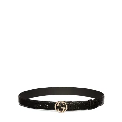 Gucci Interlocking G Buckle Belt In Black