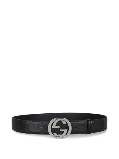 Gucci Interlocking G Buckle Belt In Black