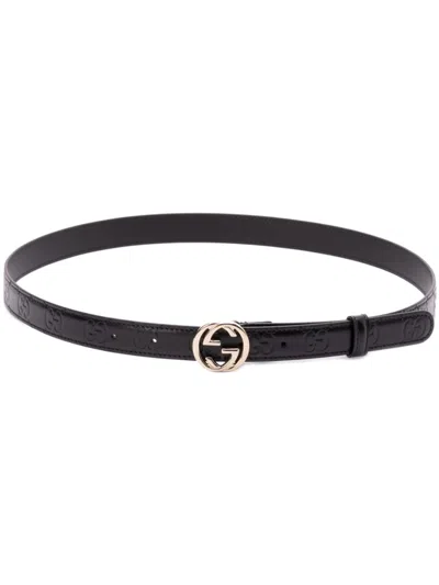 Gucci Interlocking G-buckle Belt In Black