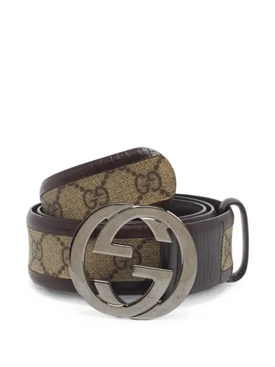Pre-owned Gucci Interlocking G Buckle Belt In Brown