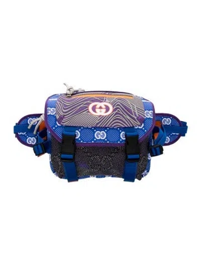 Pre-owned Gucci Interlocking G Buckle Flap Backpack In Blue