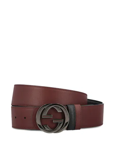 Gucci Interlocking G Calfskin Belt In Brown