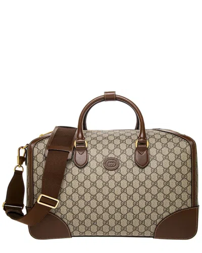 Gucci Interlocking G Canvas & Leather Duffel Bag In Beige