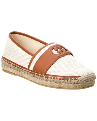 GUCCI GUCCI INTERLOCKING G CANVAS & LEATHER ESPADRILLE