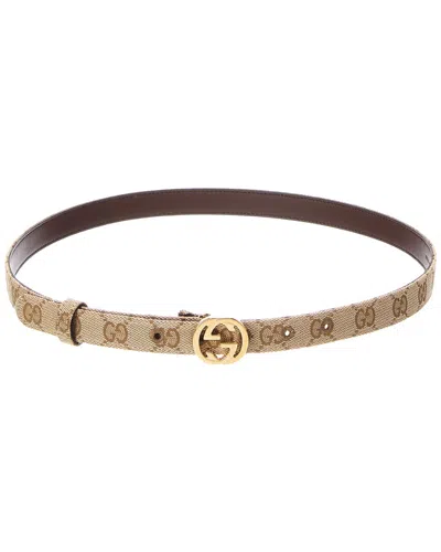 Gucci Interlocking G Canvas Belt In Beige