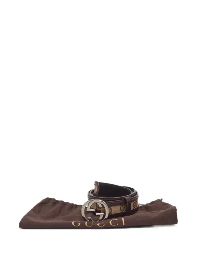 Pre-owned Gucci Interlocking G Canvas Belt In Brown