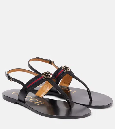 Gucci Interlocking G Canvas Sandals In Schwarz