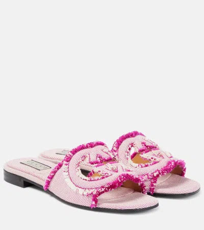 Gucci Interlocking G Canvas Slides In Pink