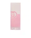 Gucci Wool Cashmere Scarf With Interlocking G In Pink