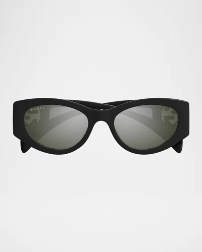 Gucci Interlocking G Cat-eye Plastic Sunglasses In Metallic