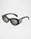 Gucci Grey Mirror Cat Eye Ladies Sunglasses Gg1691s 001 54 In Shiny Black