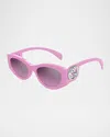 Gucci Interlocking G Cat-eye Plastic Sunglasses In Shiny Solid Pink