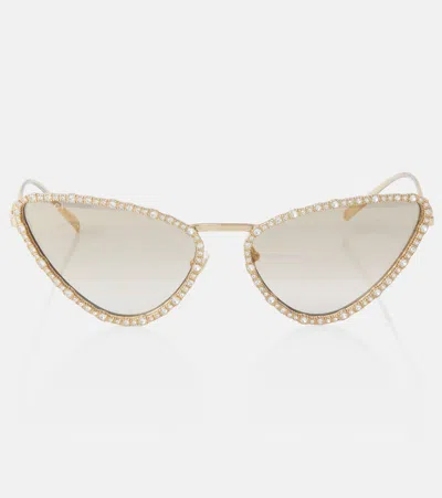 Gucci Interlocking G Cat-eye Sunglasses In Gold