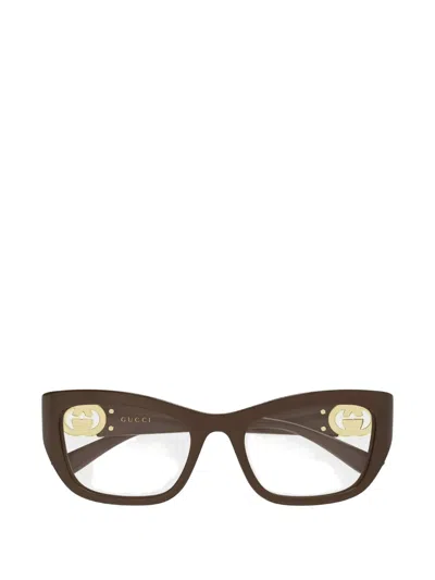 Gucci Interlocking G Cat-eye Glasses In Brown