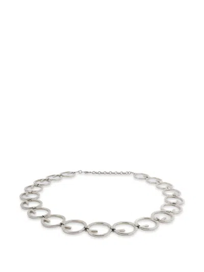 Pre-owned Gucci Interlocking G Chain Belt In Silver