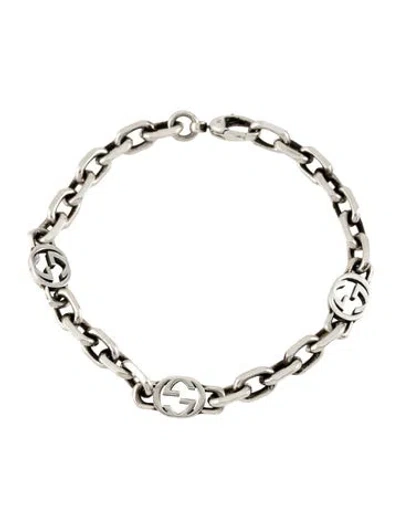 Pre-owned Gucci Interlocking G Chain Bracelet, 7.75" In Multi