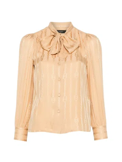 Gucci Interlocking G Chain Jacquard Shirt In Nude