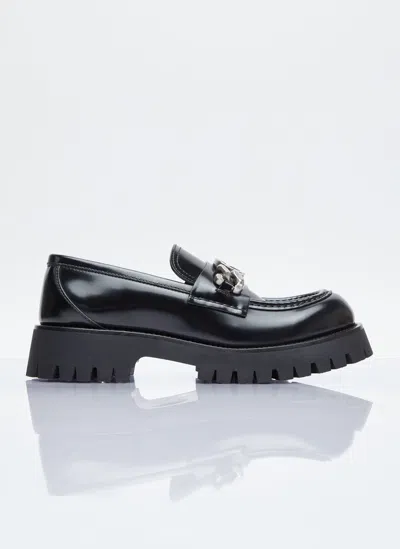 GUCCI INTERLOCKING G CHAIN LEATHER LOAFERS