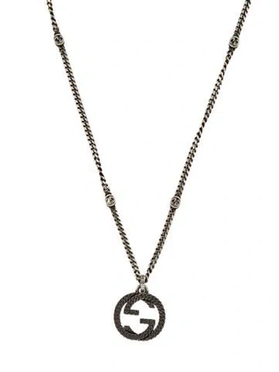 Pre-owned Gucci Interlocking G Chain Pendant Station Necklace, 19.75" In Multi