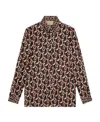 Gucci Interlocking G Chain-print Silk Shirt In Black