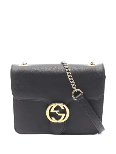 Pre-owned Gucci Interlocking-g Chain Shoulder Bag In Black