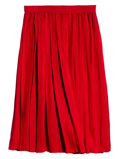 Gucci Interlocking G Chain Silk Jacquard Pleated Skirt, Unlined, Regular Fit In Rosso