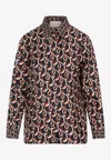 Gucci Interlocking G Chain-print Silk Shirt In Black