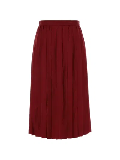 Gucci Midi Silk Jacquard Skirt With Gg Chain Crossover In Burgundy
