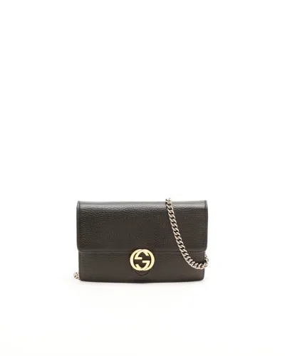 Gucci Interlocking G Chain Wallet Bag In Black