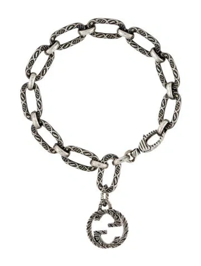 Pre-owned Gucci Interlocking G Charm Bracelet, 6.75" In Multi