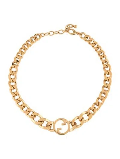 Pre-owned Gucci Interlocking G Choker Necklace, 13" In Multicolor
