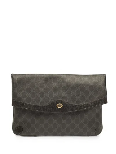 Pre-owned Gucci Interlocking G Clutch Bag In Grey