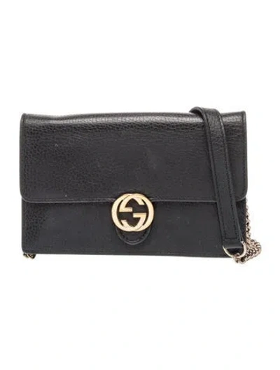 Pre-owned Gucci Interlocking G Clutch In Black