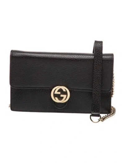 Pre-owned Gucci Interlocking G Clutch In Black