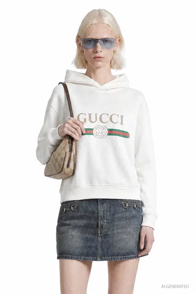 Gucci Interlocking G Cotton Cashmere Hoodie In White