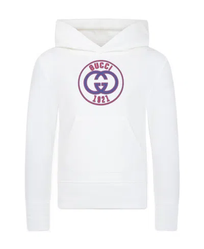 Gucci Interlocking G Cotton Hoodie In White