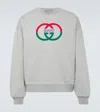 Gucci Grey Logo Cotton Crewneck Sweatshirt In Grey