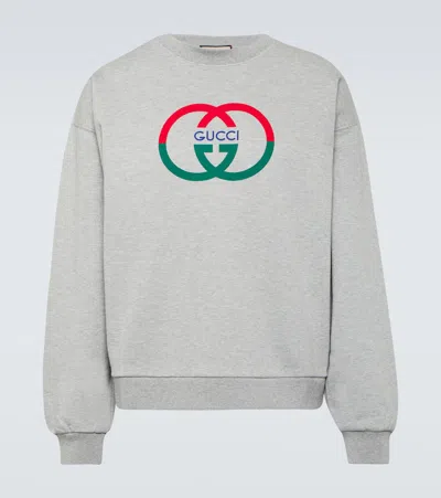 Gucci Interlocking G Cotton Jersey Sweatshirt In Grey