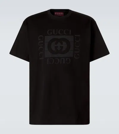 Gucci Crew Neck Short Sleeve Cotton Logo T-shirt In Black